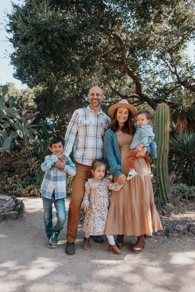 A family together in the desert garden