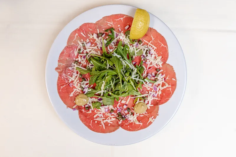Beef carpaccio from above