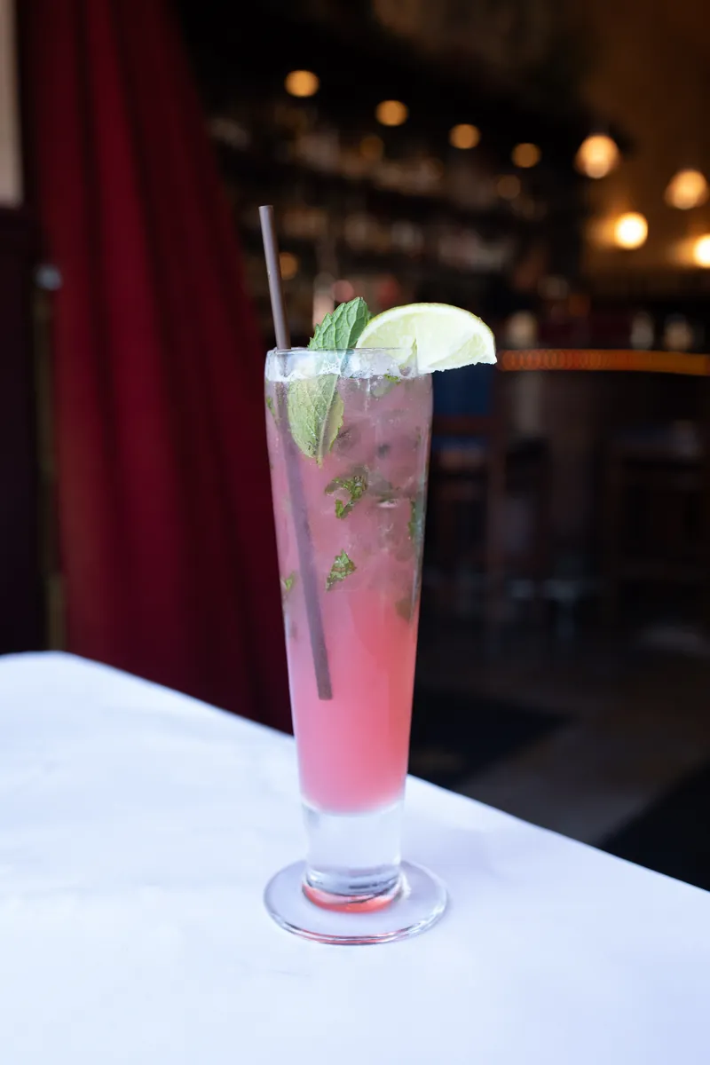 A pink mojito on the table