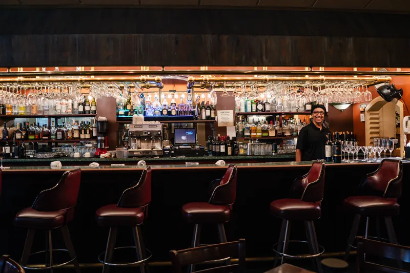The bar with a bartender at work